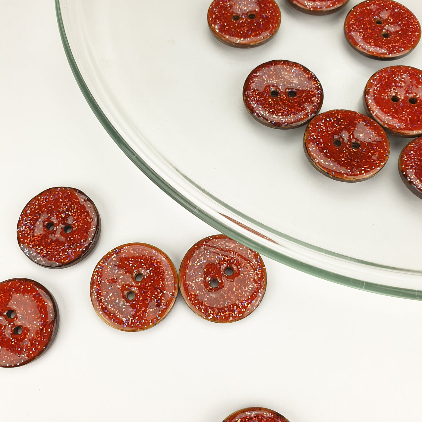 Red glitter buttons
