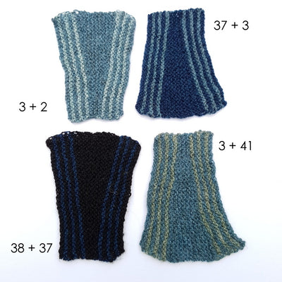 Kontorbasker strikkekit blålige farveforslag